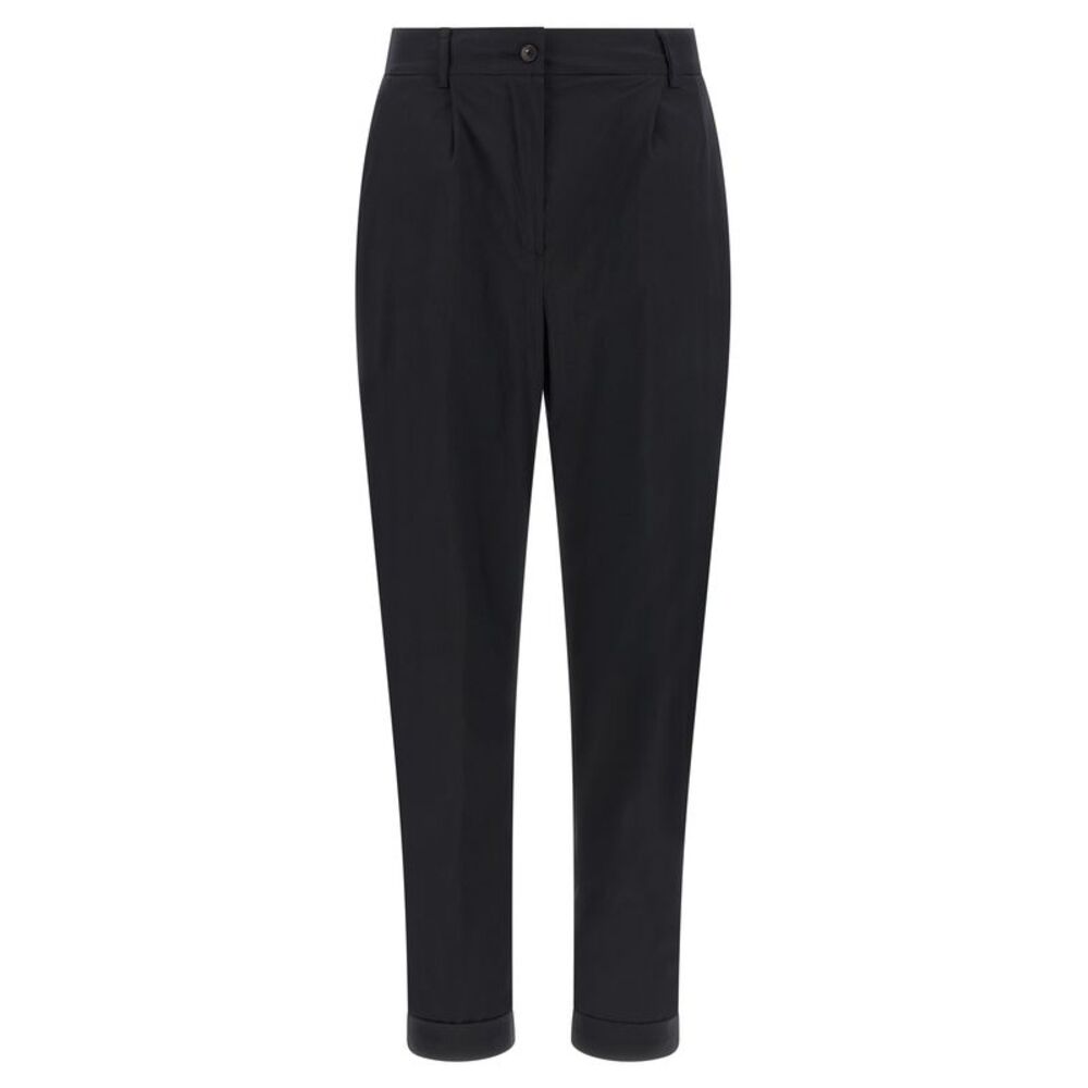 Kiton Black Cotton Casual Women's Pants